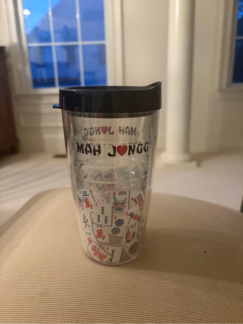 Clear Mahjong Tile tumbler with lidUnbranded